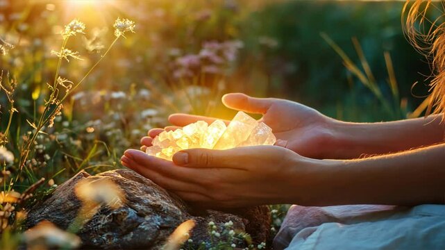 A person is holding a crystal ball in their hands