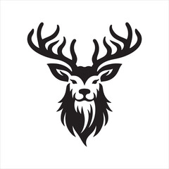 Deer head icon symbol vector illustration. Deer silhouette logo black and white. Deer logo vector template.
