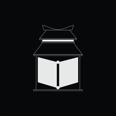 house logo with open book
