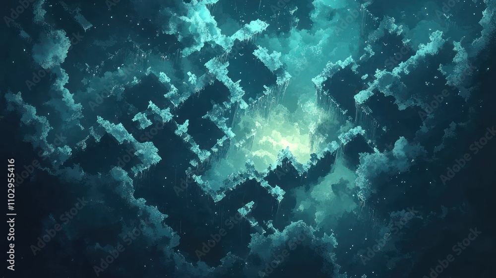 Aufkleber a digital artwork depicting abstract clouds and light, creating a mystical atmosphere.