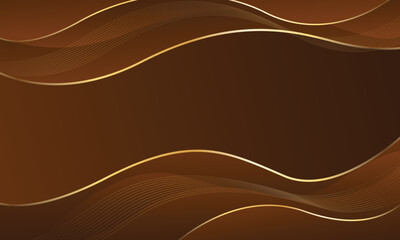 Elegant dark brown luxury wave background with gold lines. Abstract modern wallpapers. Suitable for templates, banners, sales, ads, events, awards, web, pages, and others