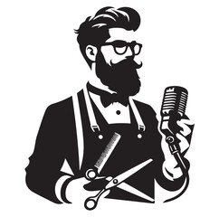 Hipster barber silhouette vector illustration