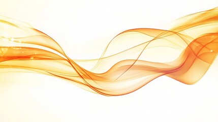 Orange Flowing Waves on White Background for Abstract Design