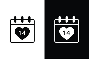 Mark the Date. Valentine’s Day Calendar Icon with Heart Motif