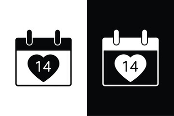 Valentine’s Day Calendar Icon. Celebrate Love on February 14