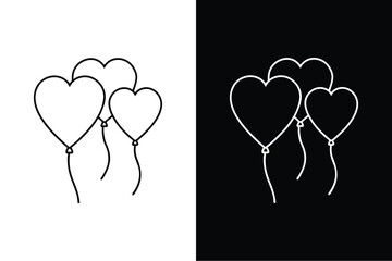 Celebrate Love. Valentine’s Day Heart Air Balloon line icon Illustration