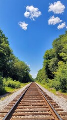 Fototapeta premium The railway in the green forest