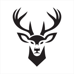 Deer head icon symbol vector illustration. Deer silhouette logo black and white. Deer logo vector template.
