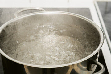 Close-Up of Boiling Water in a Pot