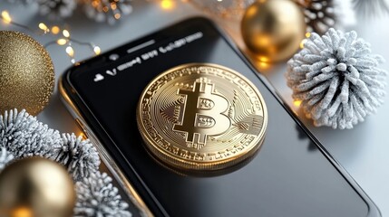 Bitcoin christmas gift ideas digital currency trends festive season mobile technology cozy atmosphere holiday concept