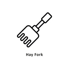 Hay Fork Vector Outline Icon. Eps 10 file
