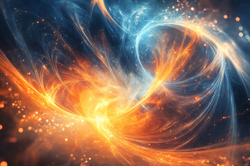 A dynamic abstract fusion of fire and ice elements, symbolizing the transition to the New Year with vibrant energy and cool sophistication