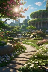 futuristic city concept ,illustration , skyscraper ,ai gen