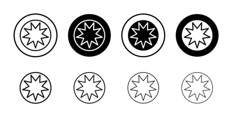 Bahai icon Black and white outline vector