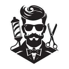 barber icon set silhouette vector illustration