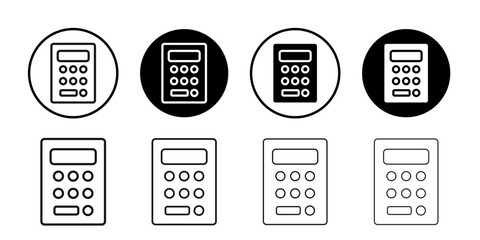 Calculator icon Black and white outline vector