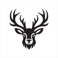 Deer head icon symbol vector illustration. Deer silhouette logo black and white. Deer logo vector template.
