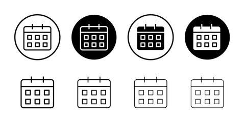 Calendar icon Black and white outline vector