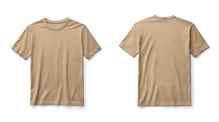 A classic men's  brown t-shirt presented on a plain white background, shown front and back. The clean, simple design emphasizes smooth fabric and a loose fit.