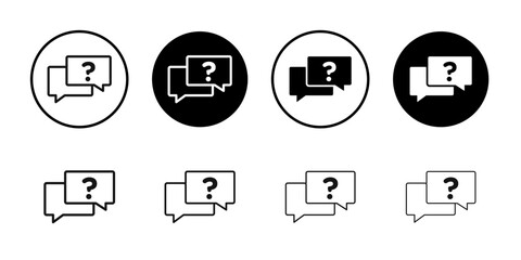 Comment question icon Black and white outline vector