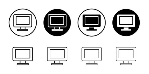 Computer Screen icon Black and white outline vector