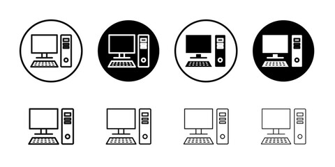 Computer icon Black and white outline vector