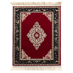 A decorative area rug featuring intricate patterns and rich colors.