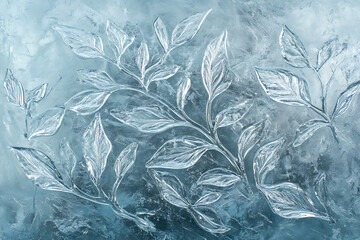 A frosty, textured glass surface with delicate ice patterns, creating a cool and elegant winter-inspired New Year backdrop