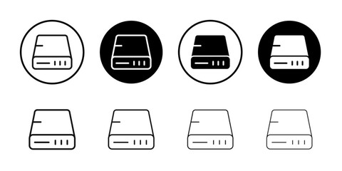 Hard Disk icon Black and white outline vector