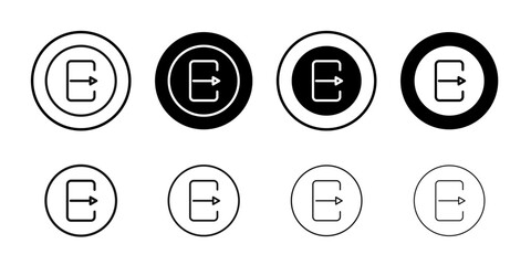 Log Out icon Black and white outline vector