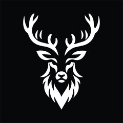 Deer head icon symbol vector illustration. Deer silhouette logo black and white. Deer logo vector template.
