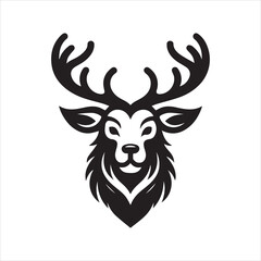 Deer head icon symbol vector illustration. Deer silhouette logo black and white. Deer logo vector template.
