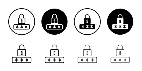 Password icon Black and white outline vector