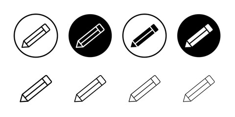 Pencil icon Black and white outline vector