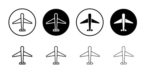 Plane icon Black and white outline vector