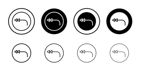 Reply all icon Black and white outline vector