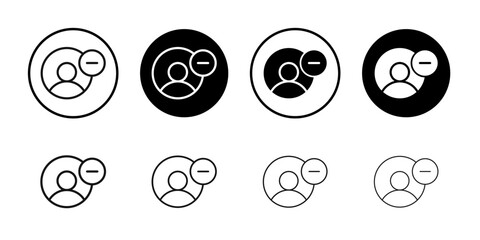 Remove user icon Black and white outline vector