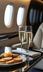 Luxury Jet Dining Experience with Champagne and Snacks