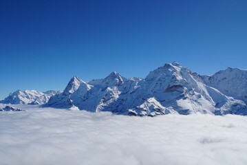 Mt Eiger, Mt Mönch, Mt Jungfrau view from Birg Station - Switzerland