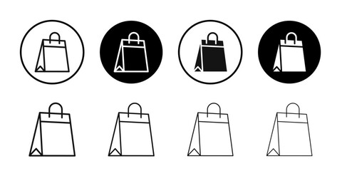 Shopping bag icon Black and white outline vector