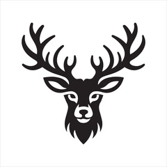 Naklejka premium Deer head icon symbol vector illustration. Deer silhouette logo black and white. Deer logo vector template. 