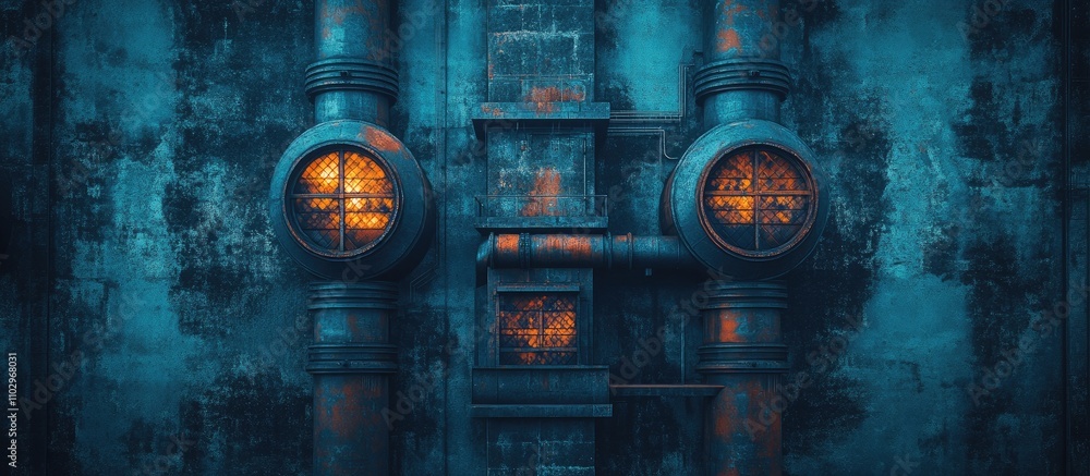 Poster industrial ventilation pipes on a building roof showcasing unique architecture and design features i