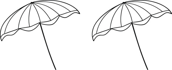 Pair of Simple Beach Parasols, Summer Shade, Line Art Design © Rita
