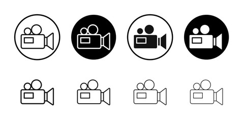 Video camera icon Black and white outline vector