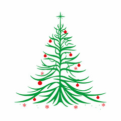 Merry Christmas Tree color image for illustration.