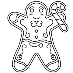 Gingerbread Christmas  Hand drawn illustration outline icon