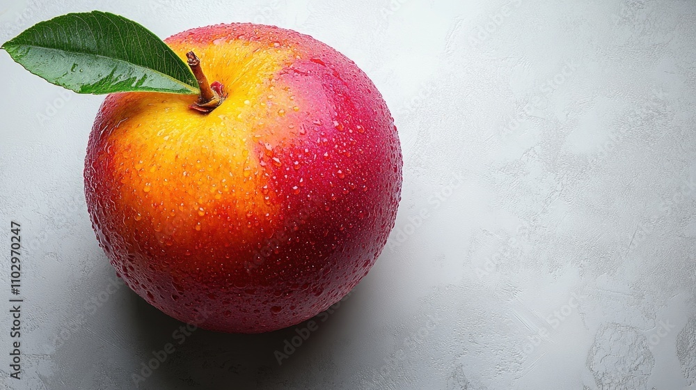 Aufkleber freshly harvested mango with dew drops on a textured background showcasing its vibrant color and tex