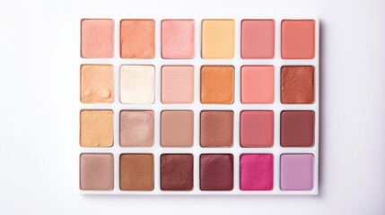 Makeup swatch palette featuring various shades on a clean white background showcasing a diverse range of colors for beauty applications