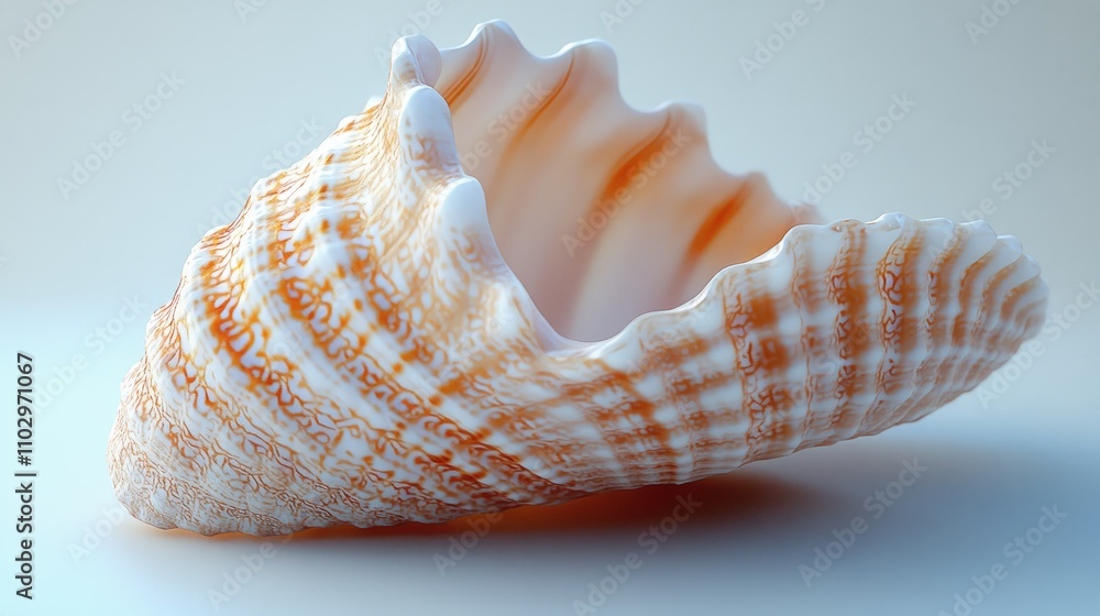 Poster seashell displayed elegantly on a clean white background highlighting its unique texture and natural