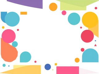 Flat vector illustration frame consisting of colorful geometric shapes on the edges and empty white space in the middle, illustration, vector